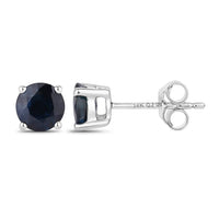 Diana M Jewels Women's Round Natural Blue Sapphire Stud Earrings (1.70 Ct) - Classic in 14k white gold - women's jewelry - detail view