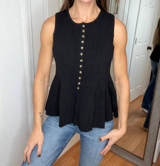 Anniewear - Bianca Button Down Peplum Sweater Vest