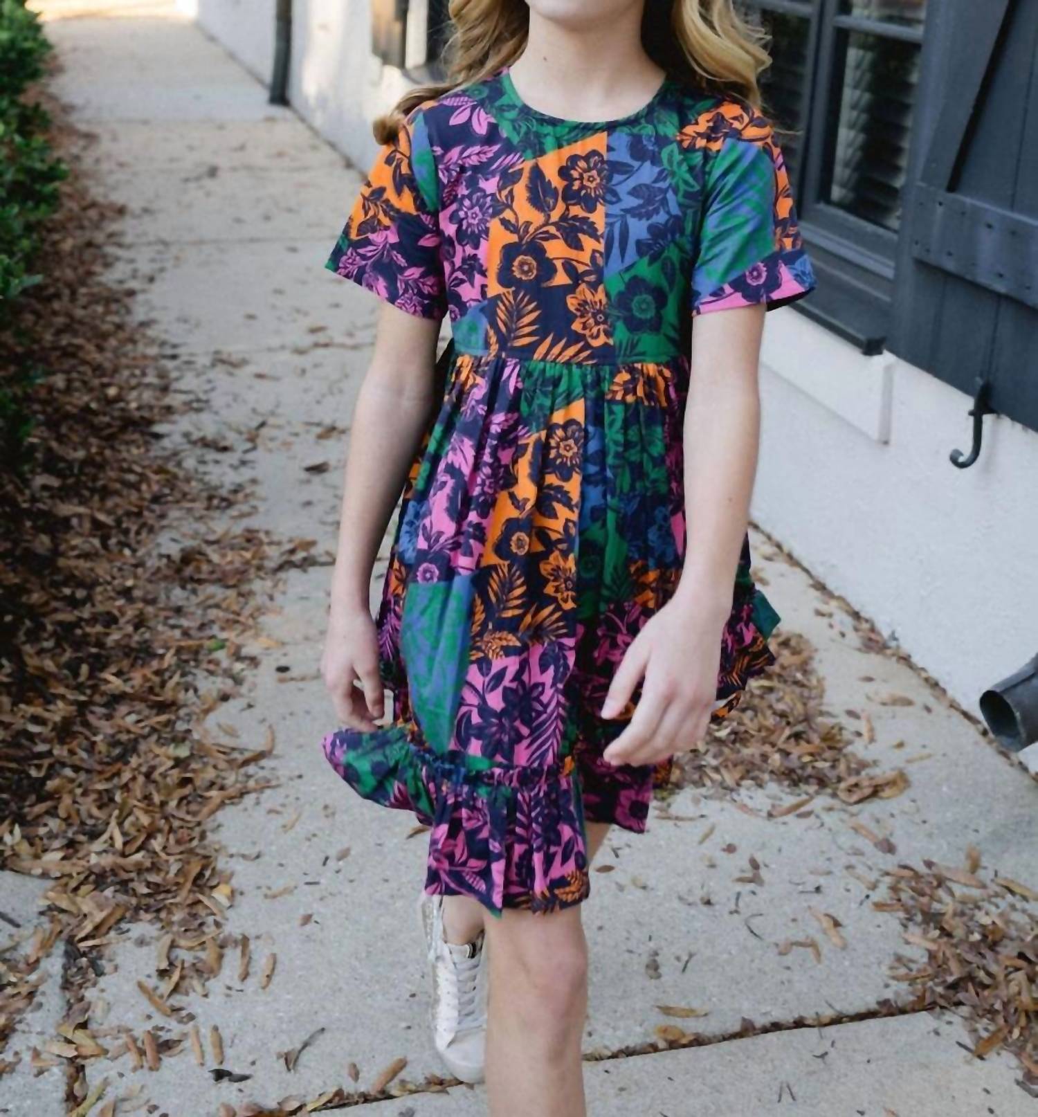 Briton Court - Girl's Ollie Floral Colorblock Dress