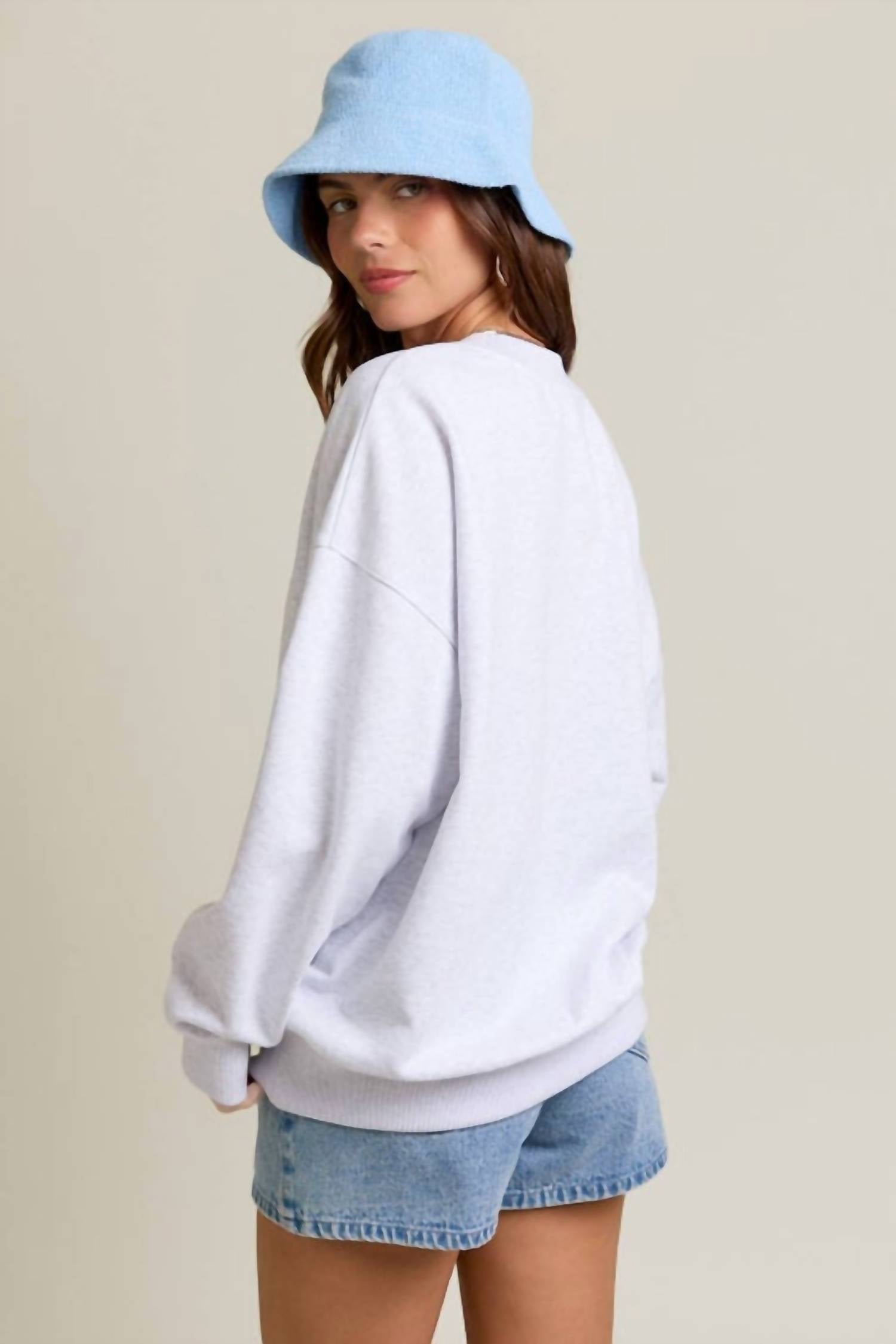 Le Lis - "USA " Contrast Ditsy Graphic Oversized Sweatshirt