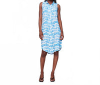 CHARLIE B Print Sleeveless Button Front Dress in lagoon - women's dress - alternate view