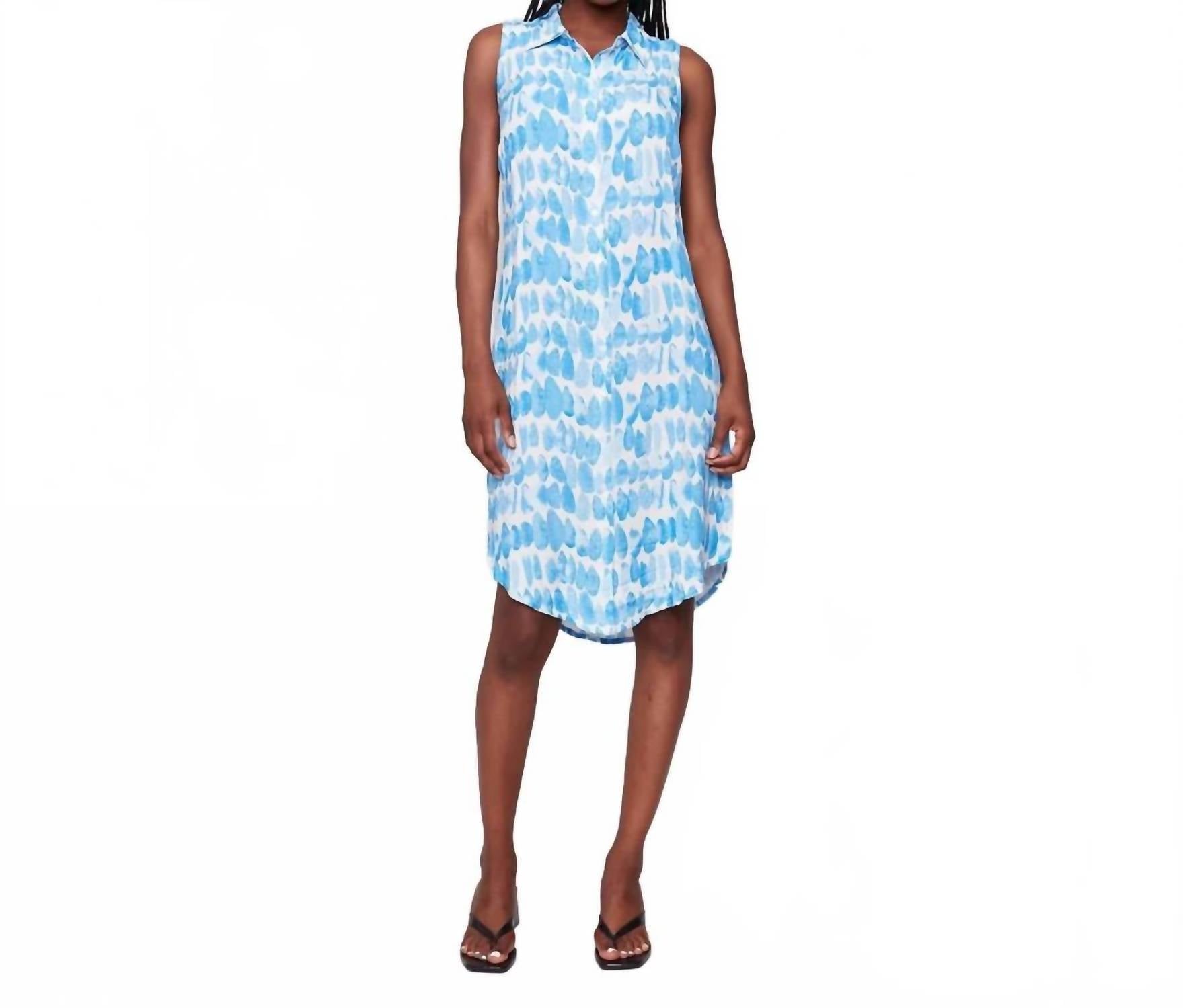 CHARLIE B Print Sleeveless Button Front Dress in lagoon - women's dress - alternate view