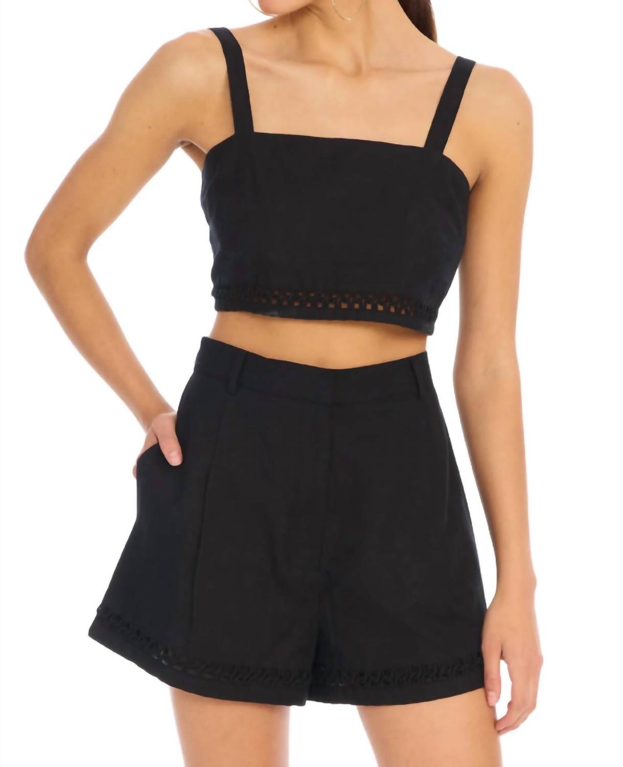 ALLISON NEW YORK Elodie Cropped Top in black - women's shirt