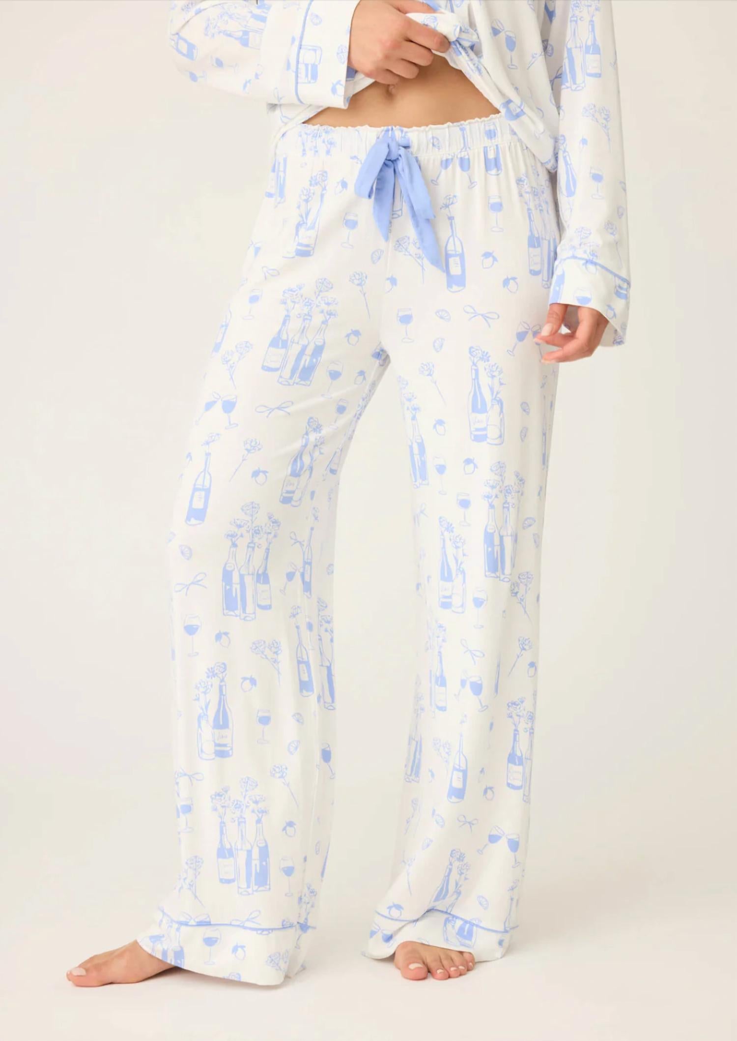 PJ Salvage Parisian Dreams Pajama Pant in white - women's intimate
