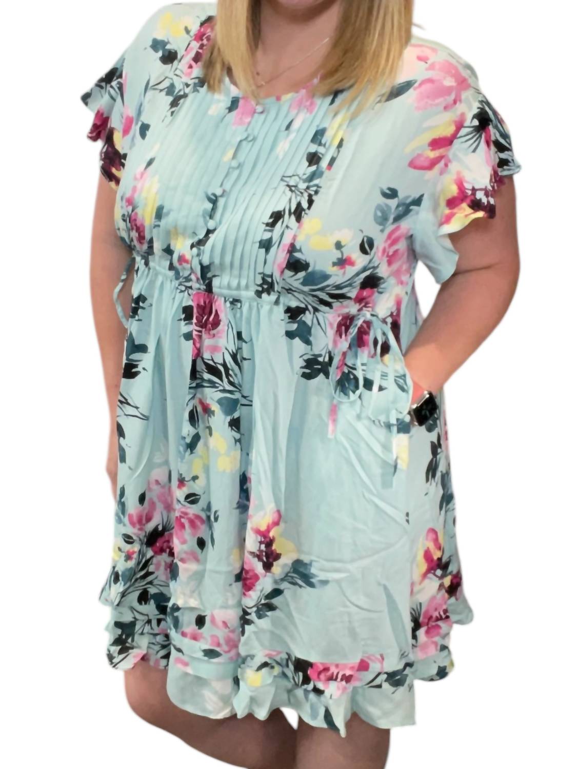 White Birch - Floral Pintuck Dress