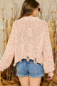 Adora - Sprinkle Cable Knit Distressed Sweater