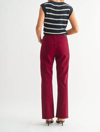 JUST BLACK DENIM High Rise Straight Leg Jeans in maroon - women's jeans - detail view
