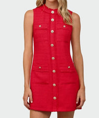 Fate - Front Patch Tweed Dress