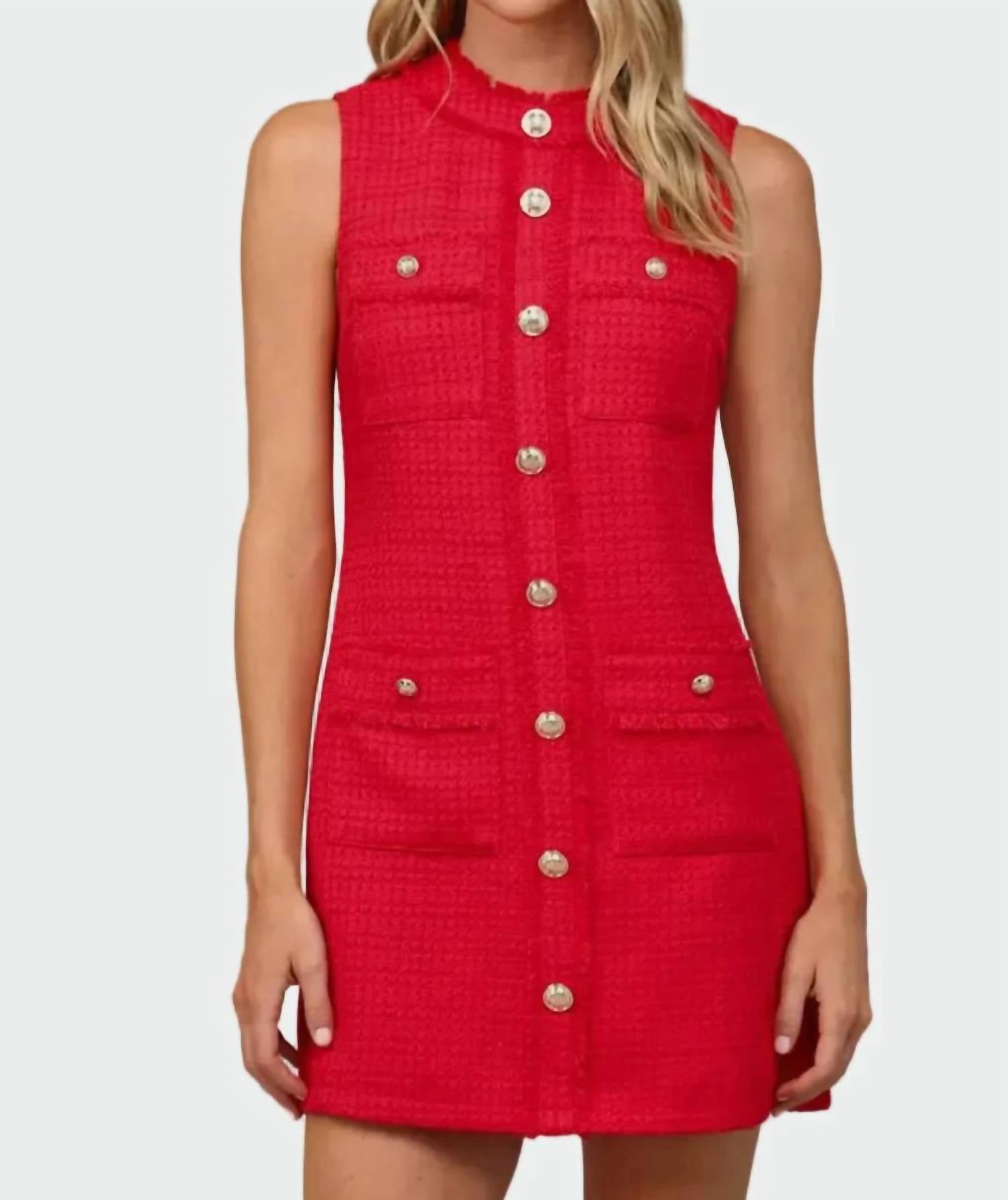 Fate - Front Patch Tweed Dress