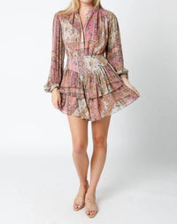 Olivaceous - Paisley Long Sleeve Mini Dress