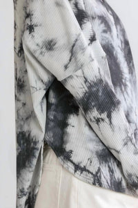 umgee Tie Dye Ribbed Top in grey - women's long sleeve top - view 6