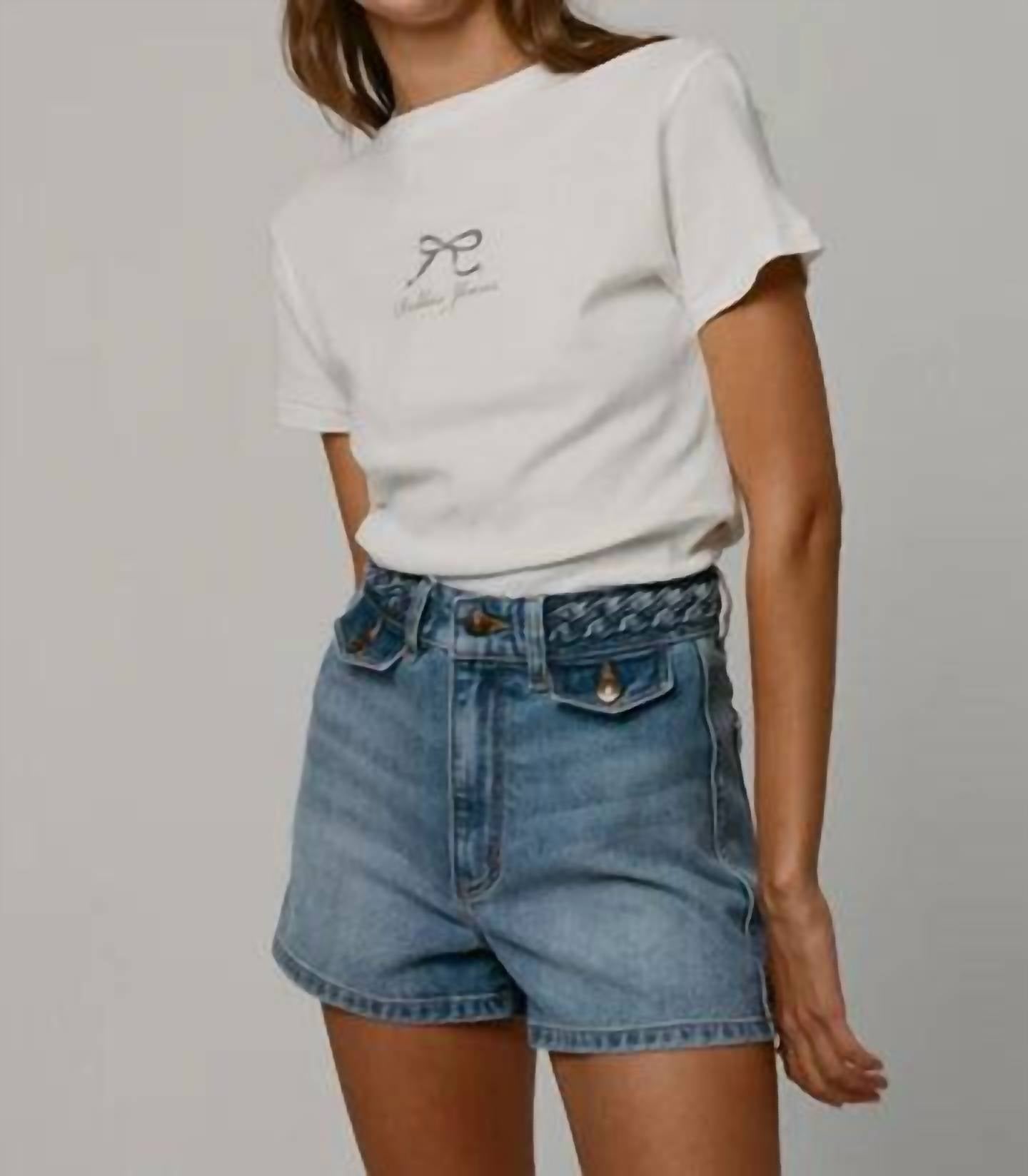 ROLLA'S Pretty Bow Classic Tee in cloud 7274 - women's t-shirt - detail view