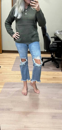 Zenana - Henley Basic Sweater