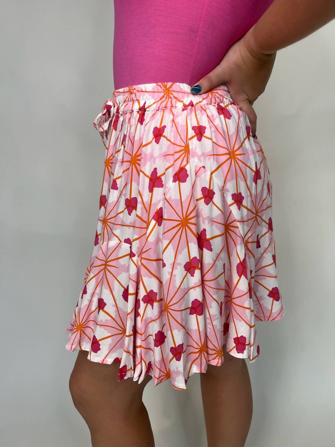 Romi The Brand Spring Mini Skirt in pink - women's skirt - detail view