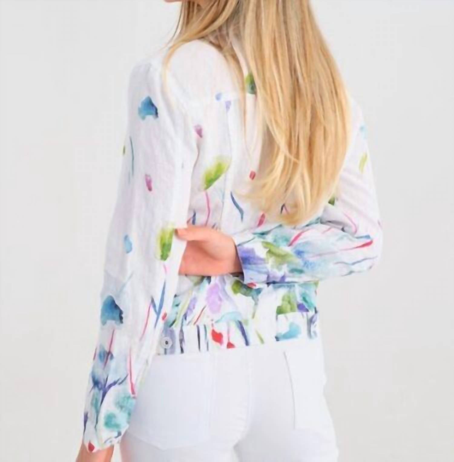 Dolcezza - Misty Blossom Print Linen Jacket