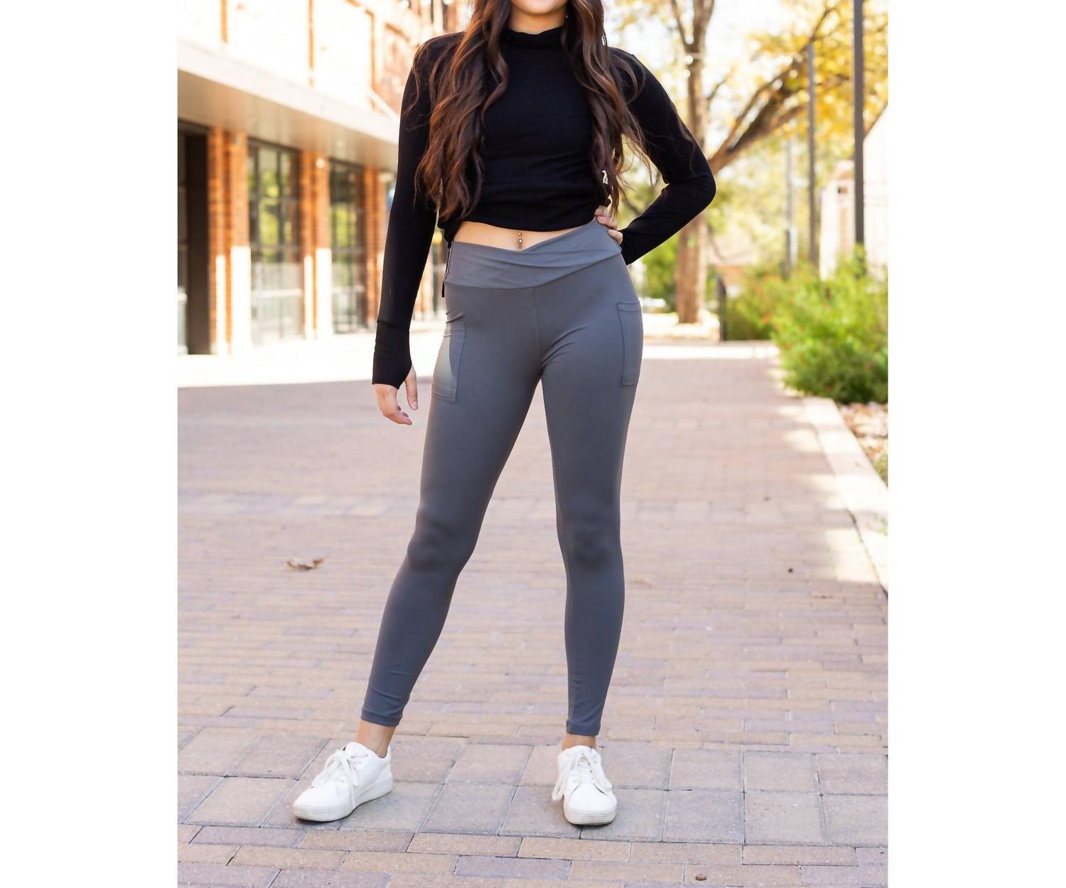 Julia Rose - Caitlin Crossover Full Length Leggings With Pockets