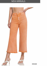 Zenana - Frayed Hem Denim Capris