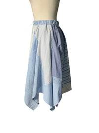 Mint ReWorks Women's Carter Upcycled Men's Shirting Hankerchief Midi Skirt in white - women's skirt - alternate view