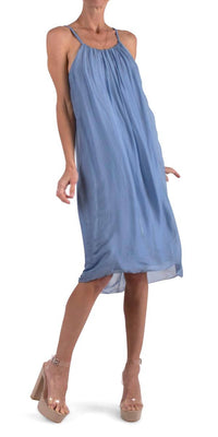 GIGI MODA Jappy Silk Dress in blue - women's dress - alternate view