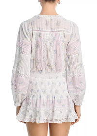 LoveShackFancy Winfrey Mini Dress in lilac vanilla - women's dress - detail view