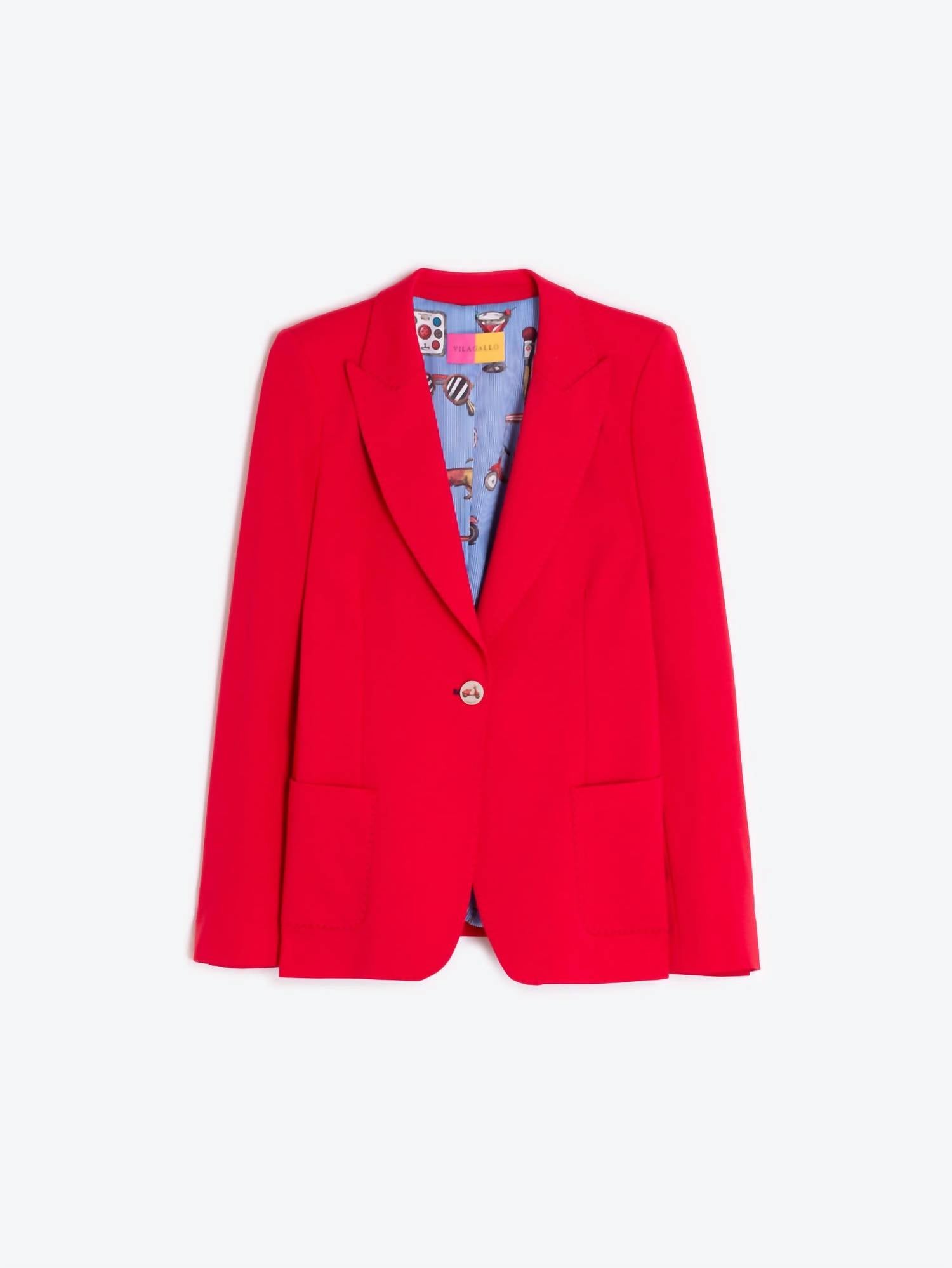 Vilagallo Hillary Blazer Jacket in red - women's jacket - detail view