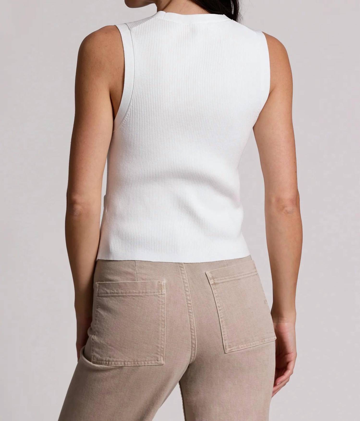 Minnie Rose - Viscose Ribbed Vest With Pockets