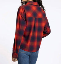 Thread & Supply Elsie Full Button Front Closure Shirt in black tomato plaid - women's shirt - alternate view