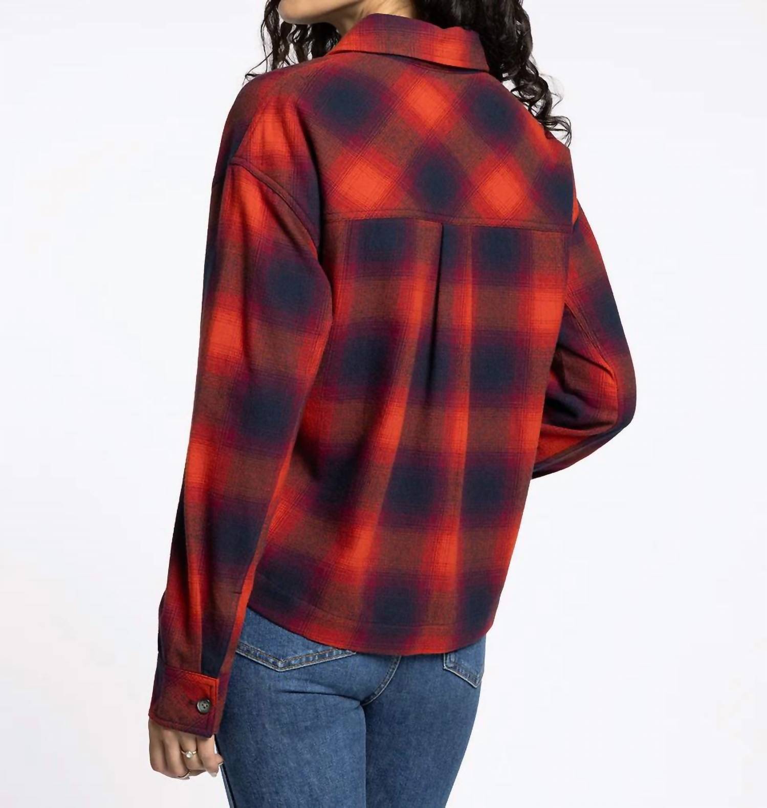Thread & Supply Elsie Full Button Front Closure Shirt in black tomato plaid - women's shirt - alternate view