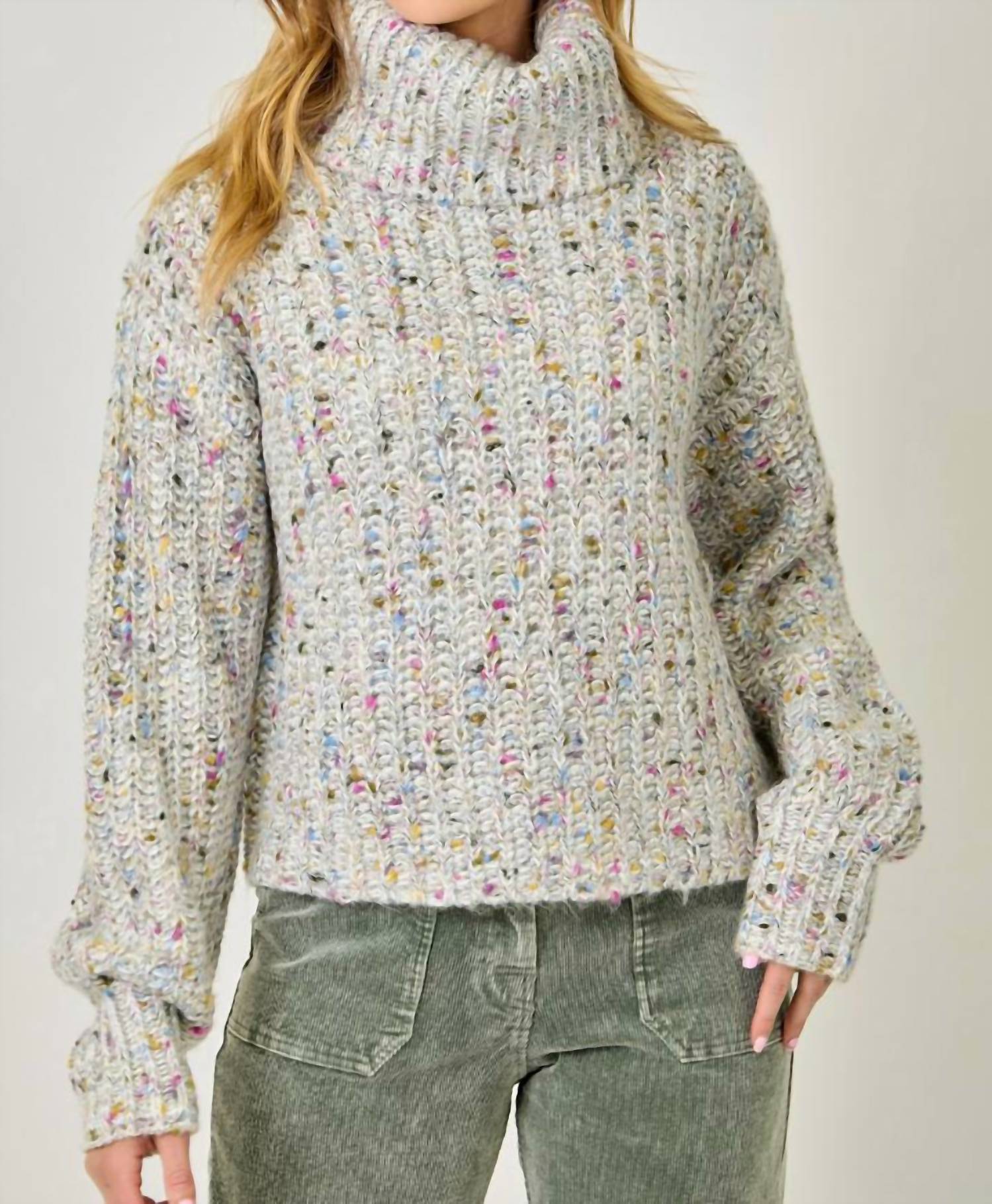 Mystree - Turtleneck Mixed Yarn Sweater