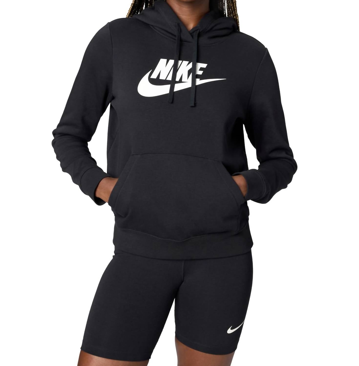 NIKE Women's Sportswear Club Fleece Logo Pullover Hoodie in black - women's top