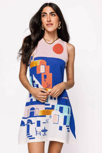 Queen Of Sparkles - Coastal House Scene Knit Tank Dress
