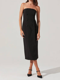 Astr - Strapless Double Breasted Button Dress