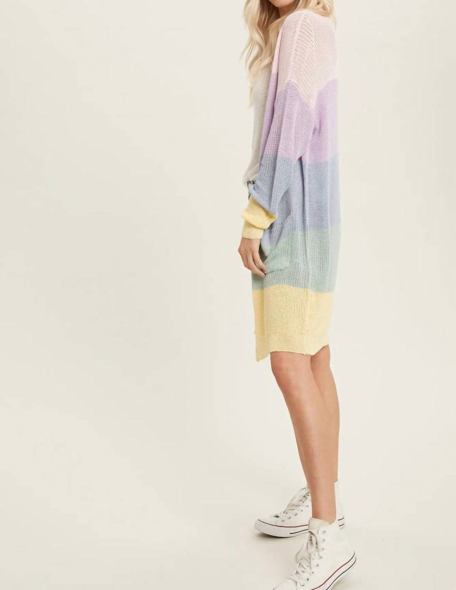 Bluivy - Spring Color Blocked Open Front Cardigan