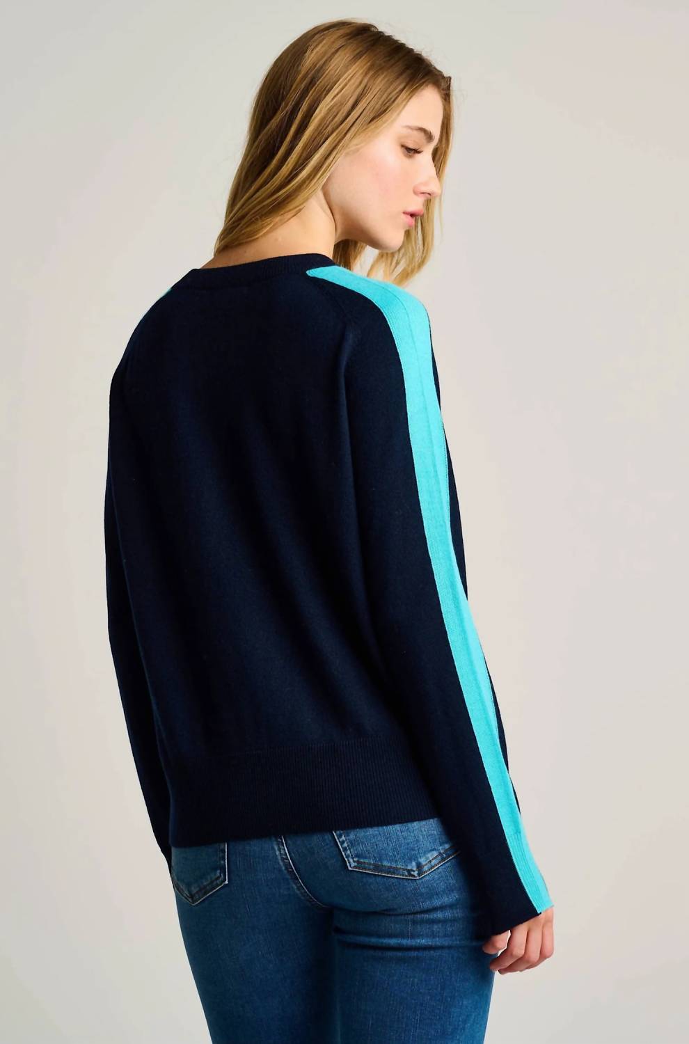 LISA TODD Stripefull Sweater in midnight - women's sweater - alternate view