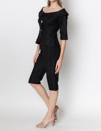 ZETAYE Celeste Linen Cotton Blazer in black - women's jacket - alternate view