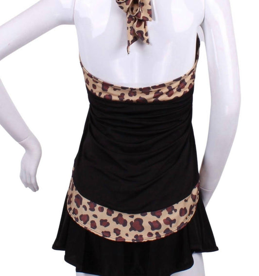 Love Love Tennis - Halter Leopard Top