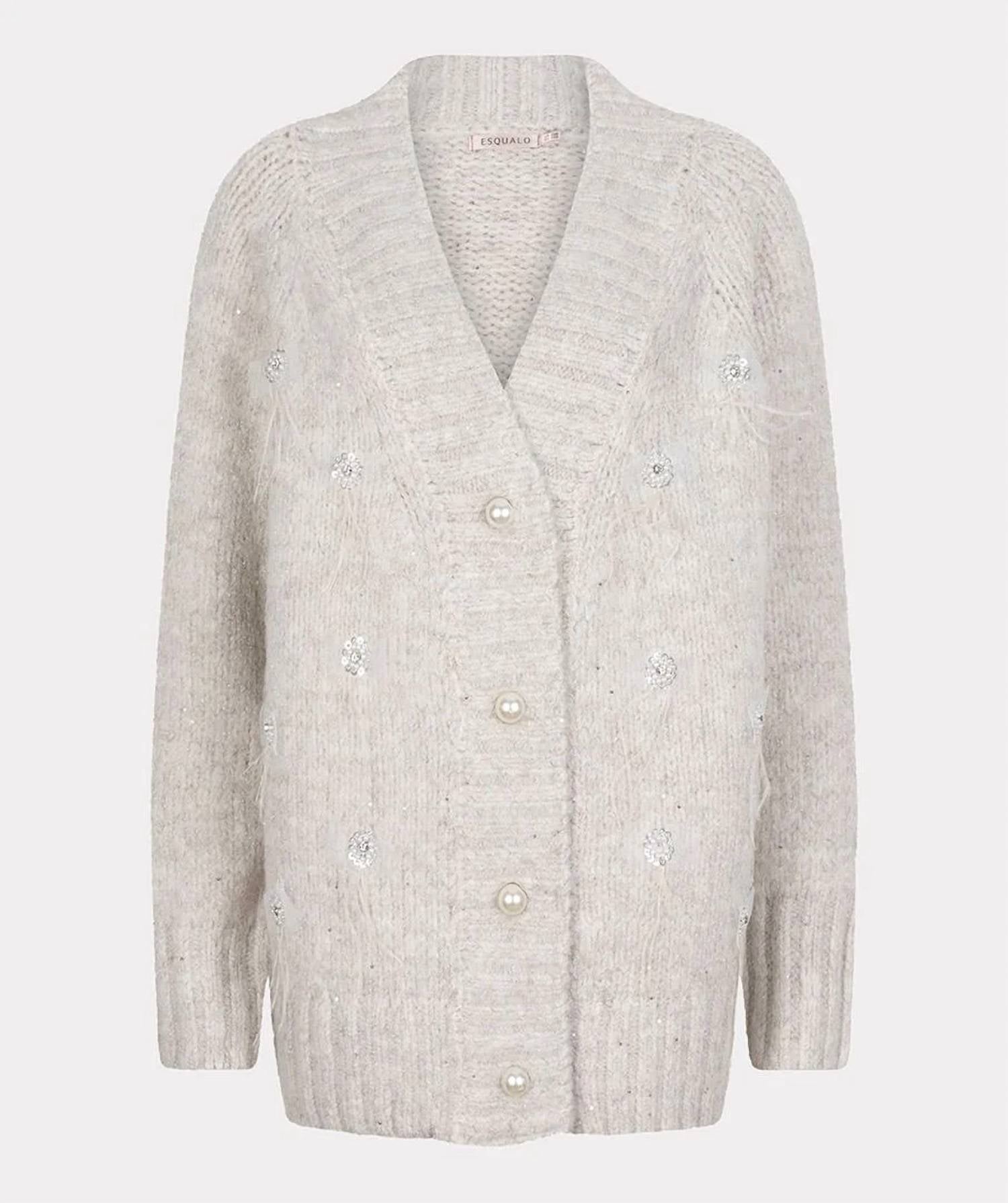 Esqualo - Filippa Feather Embellished Cardigan Sweater