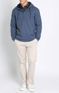 Jachs New York - Sherpa Lined Ultra Soft Ribbed Hooded Henley Sweatshirt