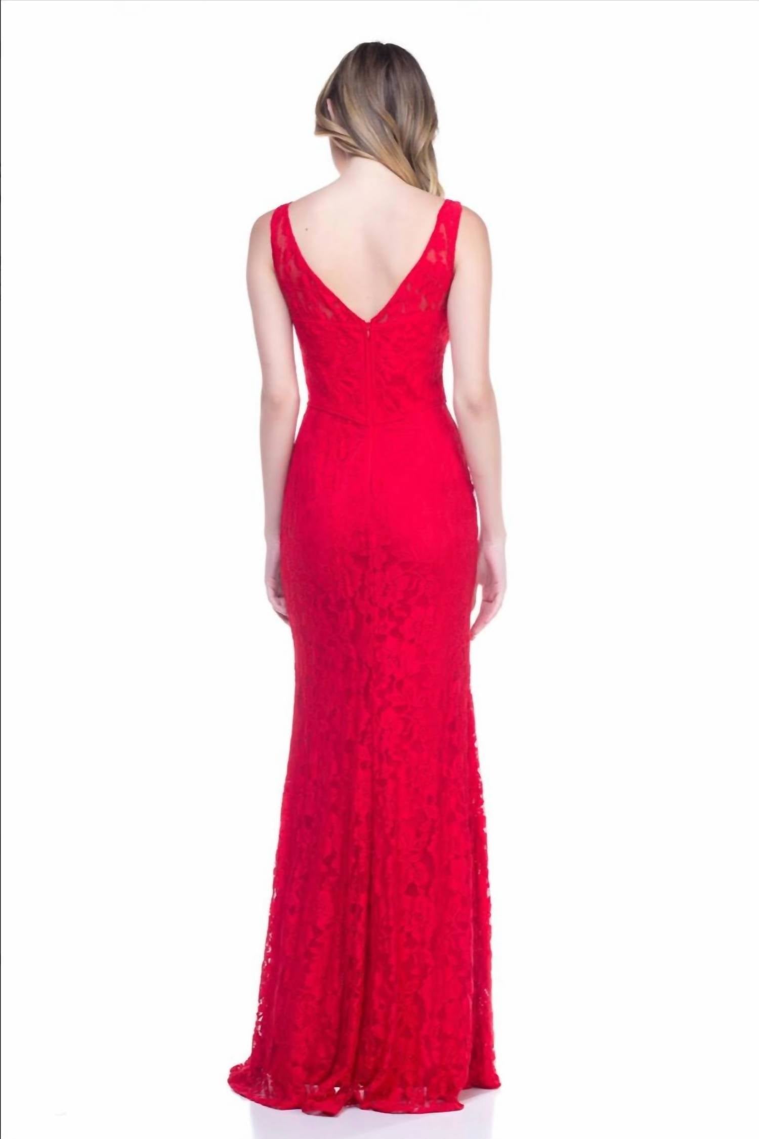Red Lace Long Dress