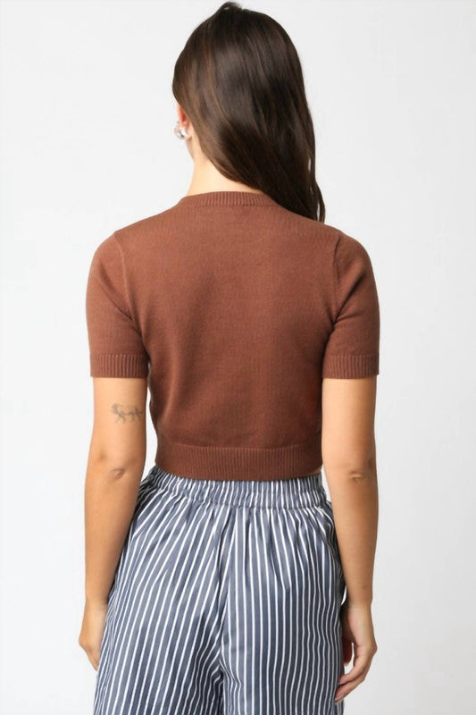 Olivaceous - Bella Short Sleeve Knit Cardigan