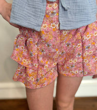 T2Love - Girls' Smocked Side Ruffle Shorts