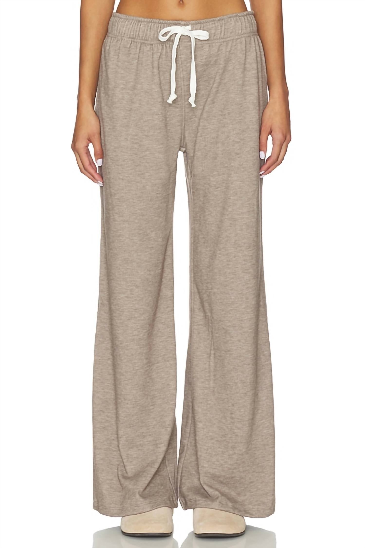 bobi Wide Leg Drawstring Pant in taupe - women's pants