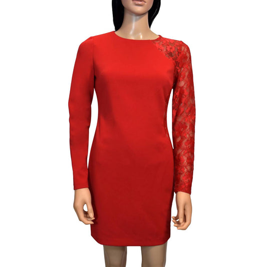 Lace Long Sleeves Knee Length Detailed Sheath Dress