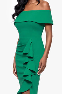 Betsy & Adam - Off-the-shoulder Ruffled Detail Midi Dress