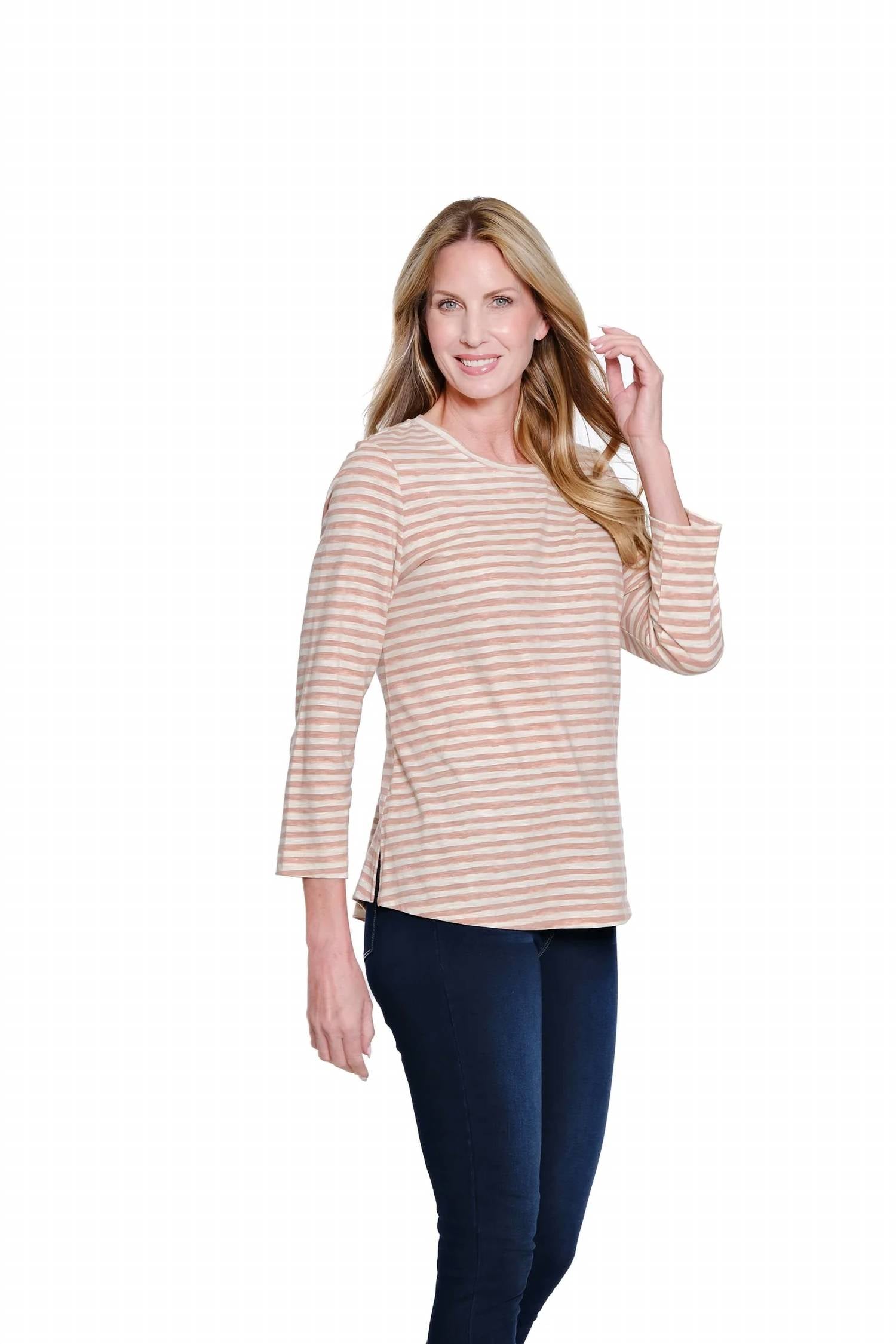 Multiples - Shaped Hem Scoop Neck Top