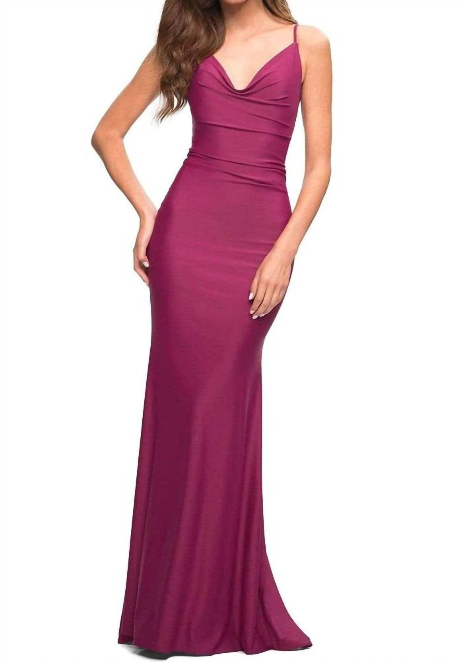 La Femme - Alluring Plunging Neckline Mermaid Dress