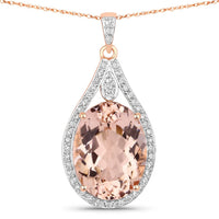 Diana M Jewels Women's Oval Natural Morganite Pendant Necklace (9.31 Ct) - Bold in 14k rose gold - women's jewelry