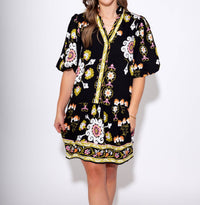 Thml - Midnight Blossom Puff Sleeve Dress