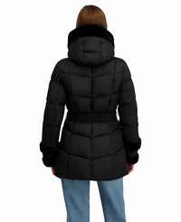 Laundry By Shelli Segal - Stretch Quilted Puffer Coat With Faux Fur Trim Puffers