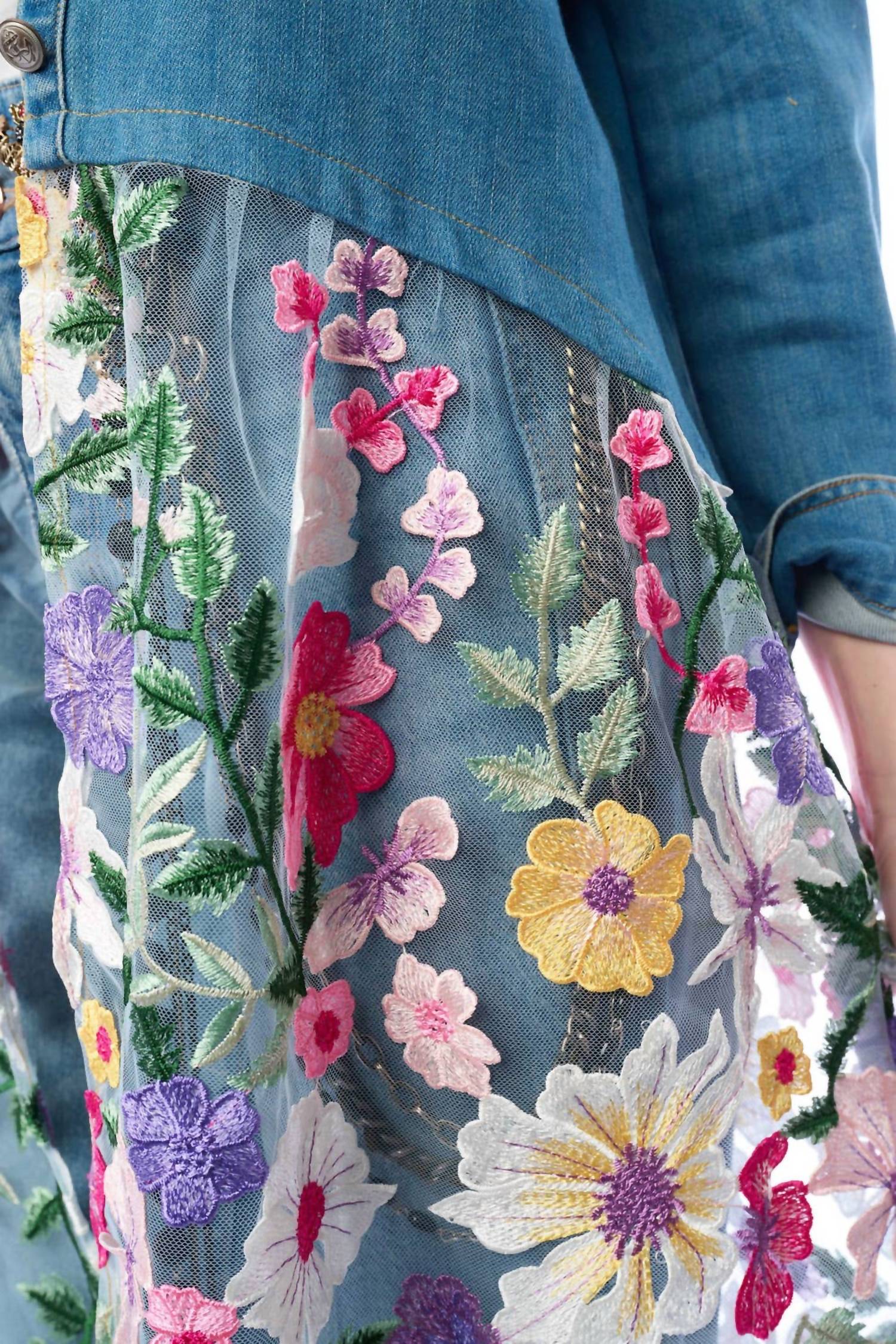 Aratta Celine Button Down Floral Shirt Dress in denim blue - women's shirt - view 9